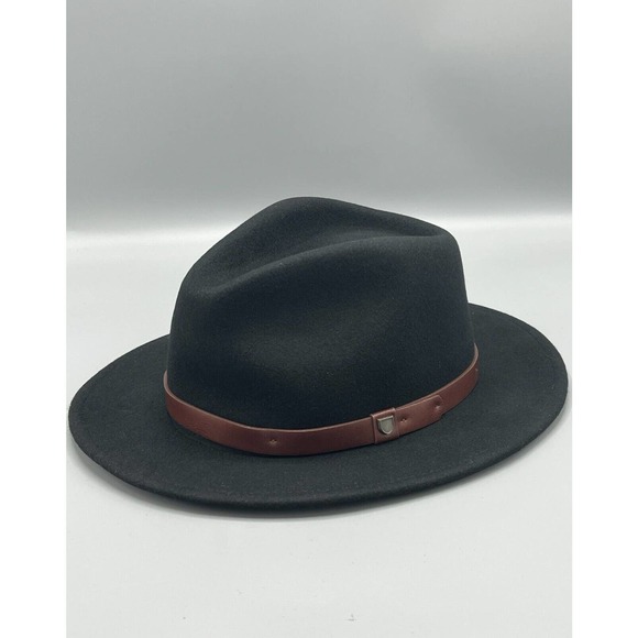 Brixton Accessories Brixton Messer Fedora Hat Black Wide Brim Wool